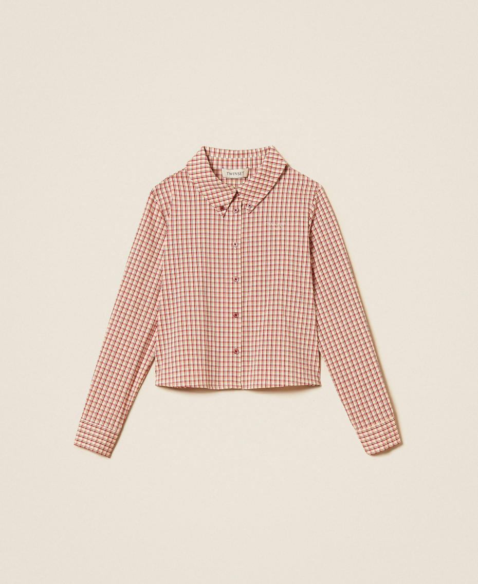 Chequered poplin shirt "Snow" White/Red Ruby Check Girl 262GJ2140_13863_S0