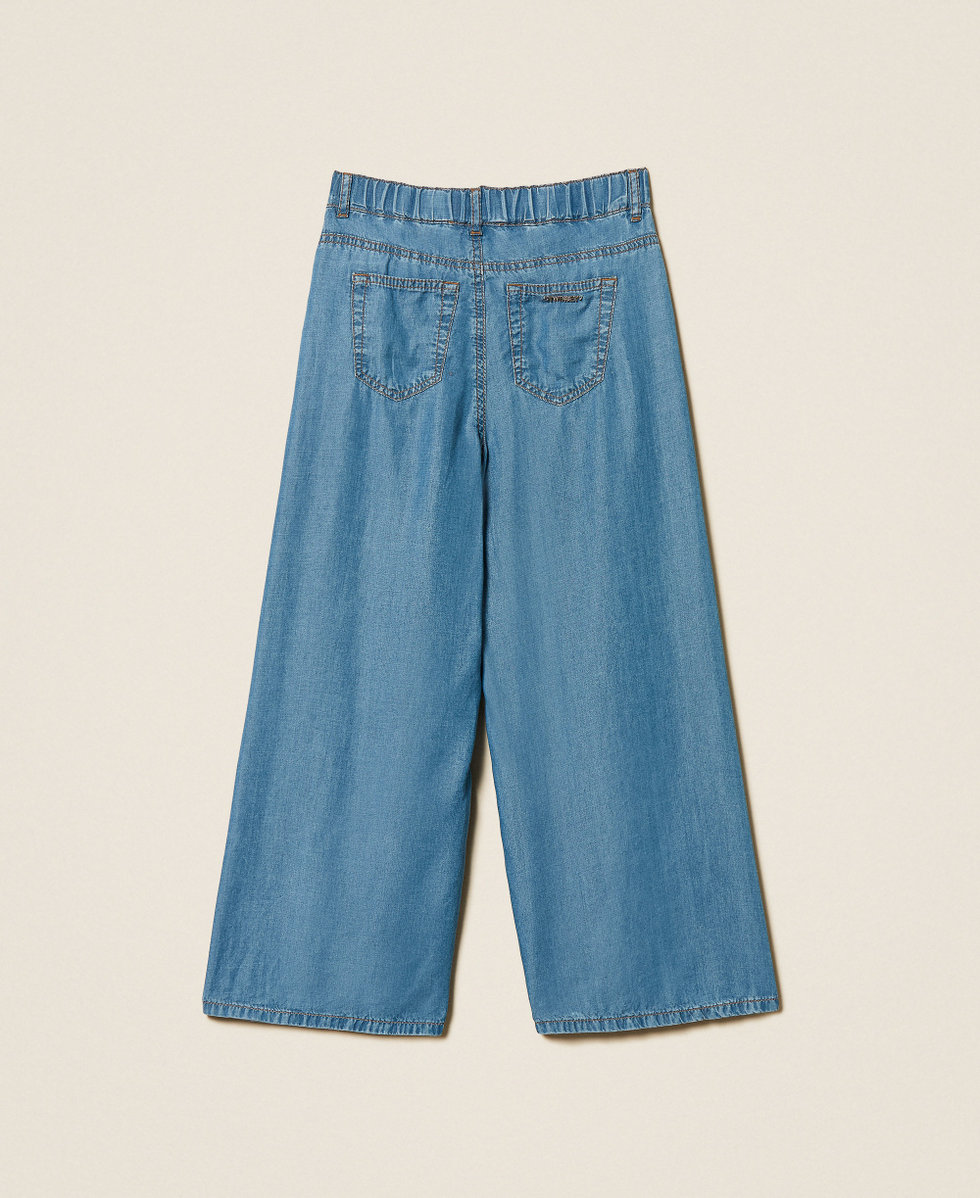Jeans ampi Chambray Mid Blue Bambina 261GJ2070_13235_S1