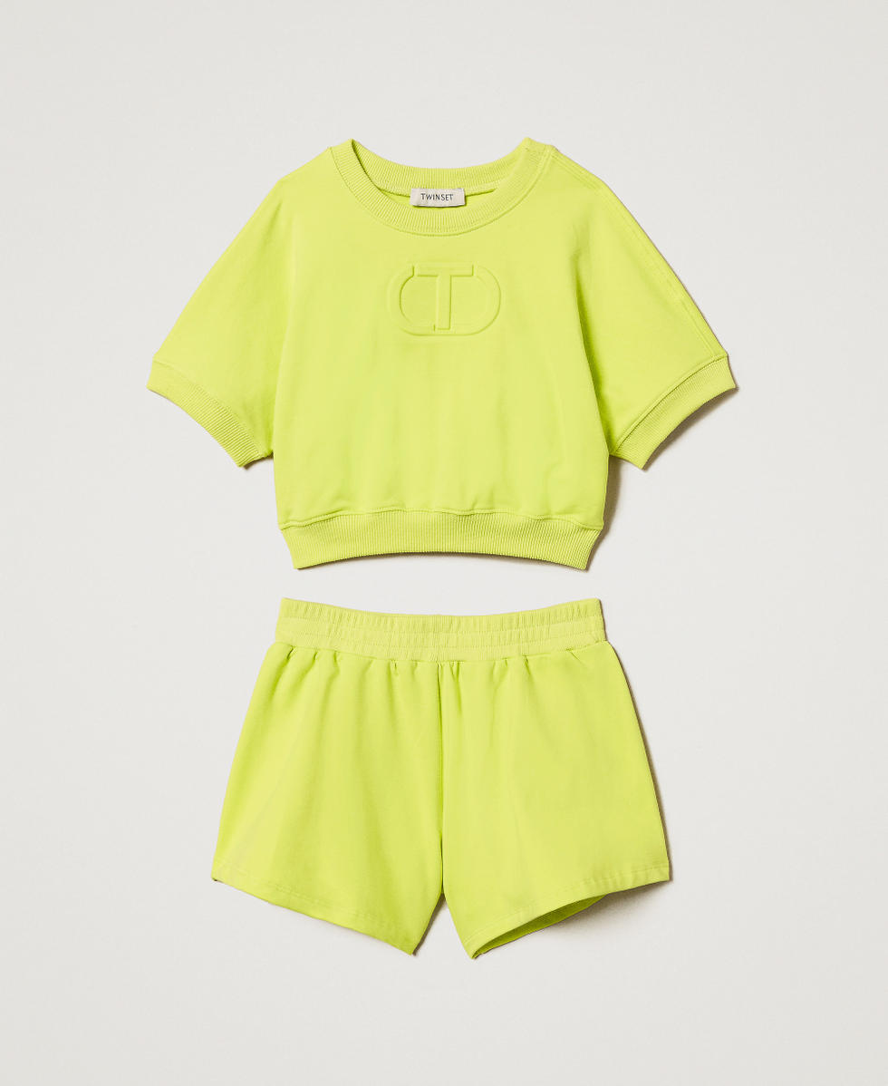 Felpa con Oval T e shorts Yellow Plum Bambina 251GJ2580_12124_S0
