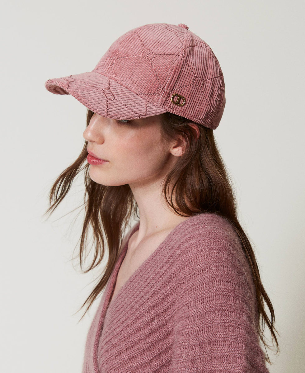 Velvet baseball cap with Oval T Ruby Chocolate Pink Woman 242TO5400_11945_S0