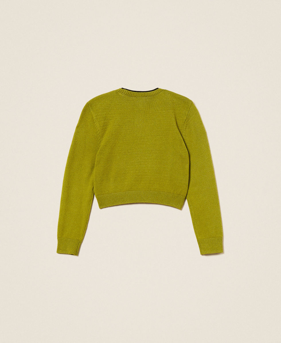 Jersey de cuello redondo con Oval T Olive Oil Ni&ntilde;a 252GJ3011_12576_S1