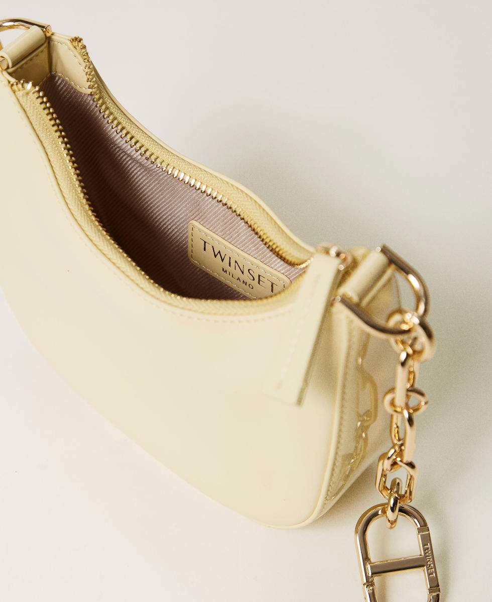 &lsquo;Mini Croissant&rsquo; patent effect bag Pale Yellow Woman 251TB7341_12144_04