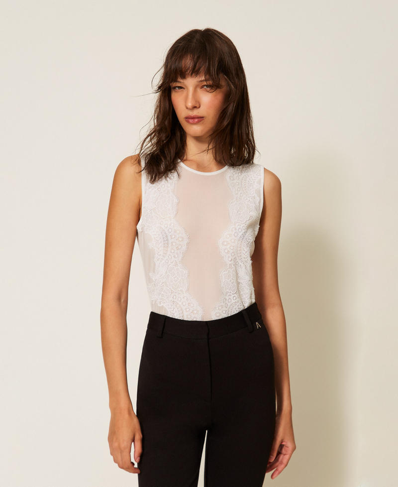 Body in tulle con pizzo Off White Donna 261AP2293_00526_01