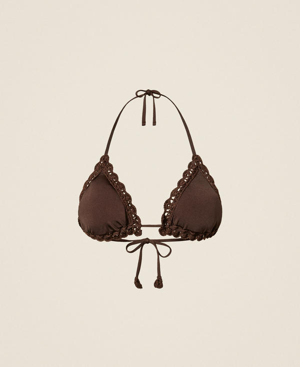 Triangle bikini top with crochet detail