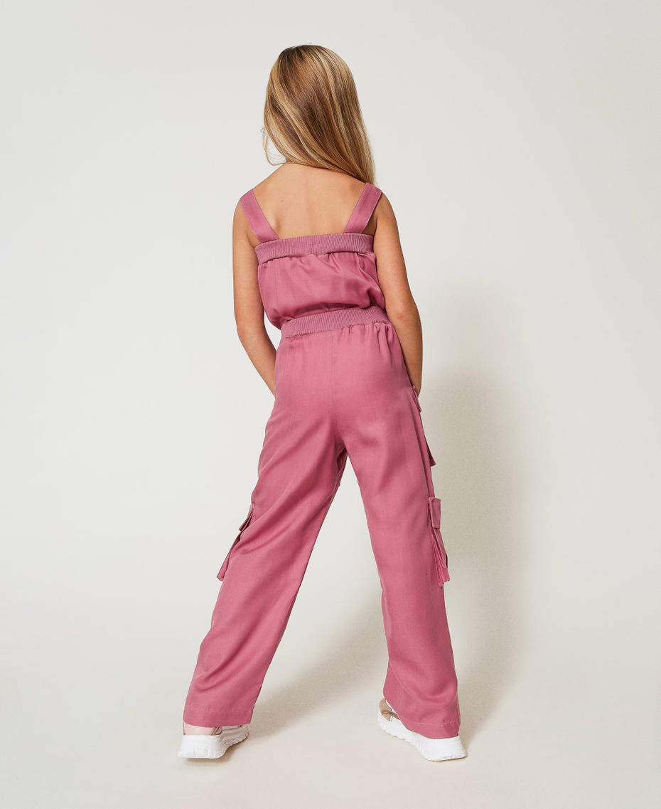 Jumpsuit with utility pockets and Oval T "Flamingo" Pink Girl 251GJ2460_00868_03
