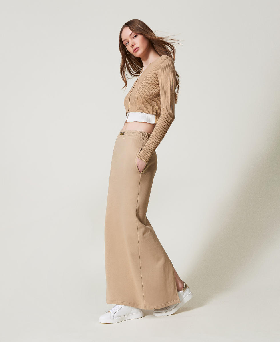 Jupe longue avec cha&icirc;ne Oval T Beige &laquo;&nbsp;Rope&nbsp;&raquo; Femme 251TE2072_12145_01