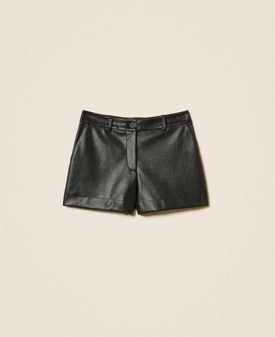 Shorts in Lederoptik Schwarz Frau 262AT2163_00006_S0