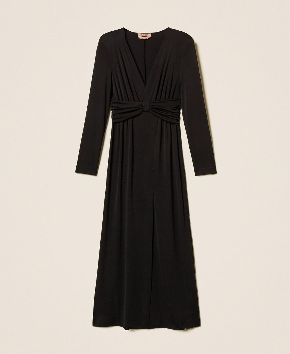 Vestido largo con drapeado Negro Mujer 262TT2412_00006_S0