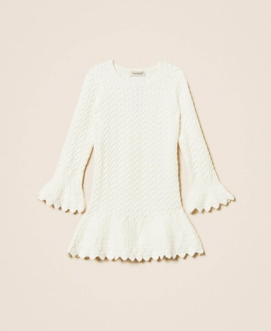 Robe courte fille en maille torsad&eacute;e