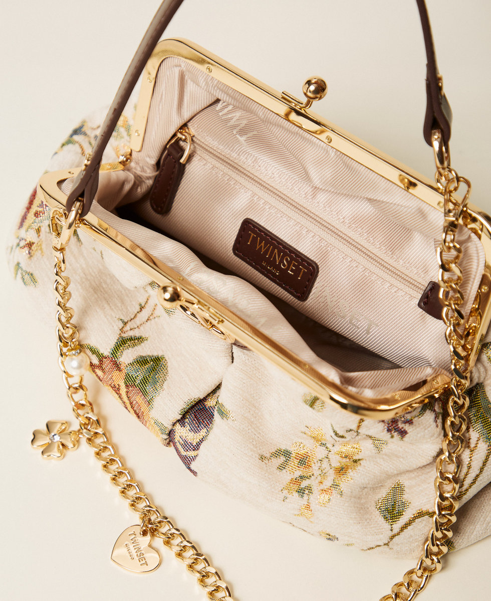 Floral jacquard shoulder bag Mother-of-Pearl Jacquard Brocade Woman 252TD8320_12960_04