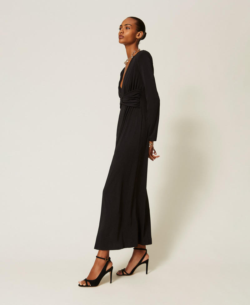 Long dress with draping Black Woman 262TT2412_00006_02