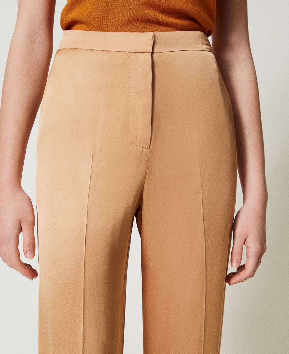 Pantal&oacute;n de raso de pernera recta Naranja &laquo;Bubbly&raquo; Mujer 242TP2451_11751_08