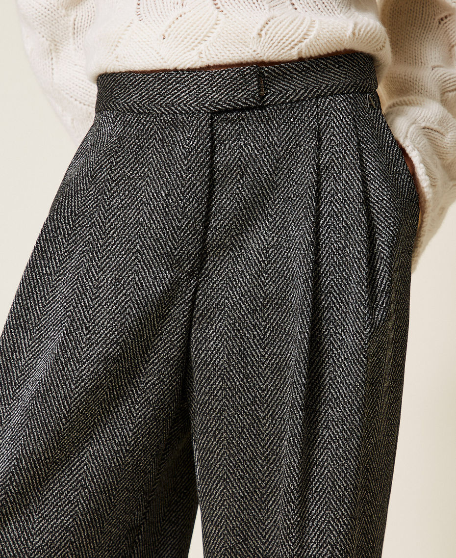 Palazzo trousers with laminated print Black Woman 252AP2353_00006_03