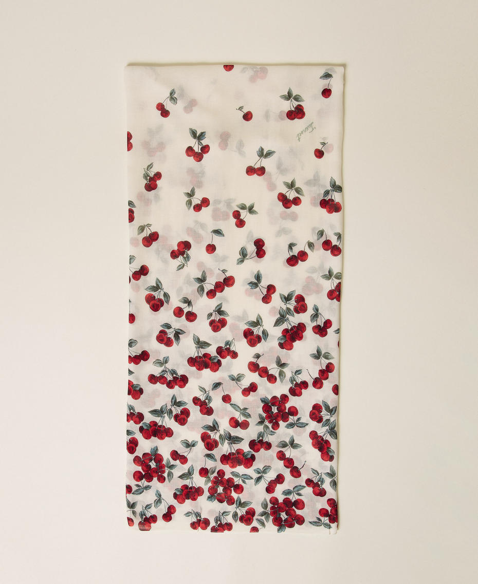 Cherry print stole White/Red Cherries Degrad&egrave; Woman 261TO5520_13503_01