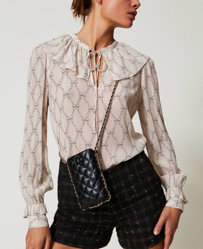 Quilted phone holder with Oval T Black Woman 242TD8156_00006_S0