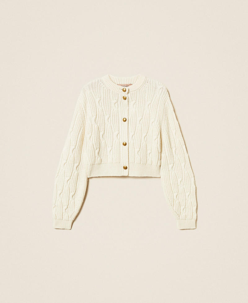 Cropped-Cardigan aus Wollmischung Wei&szlig; Schnee Frau 262TT3011_00282_S0