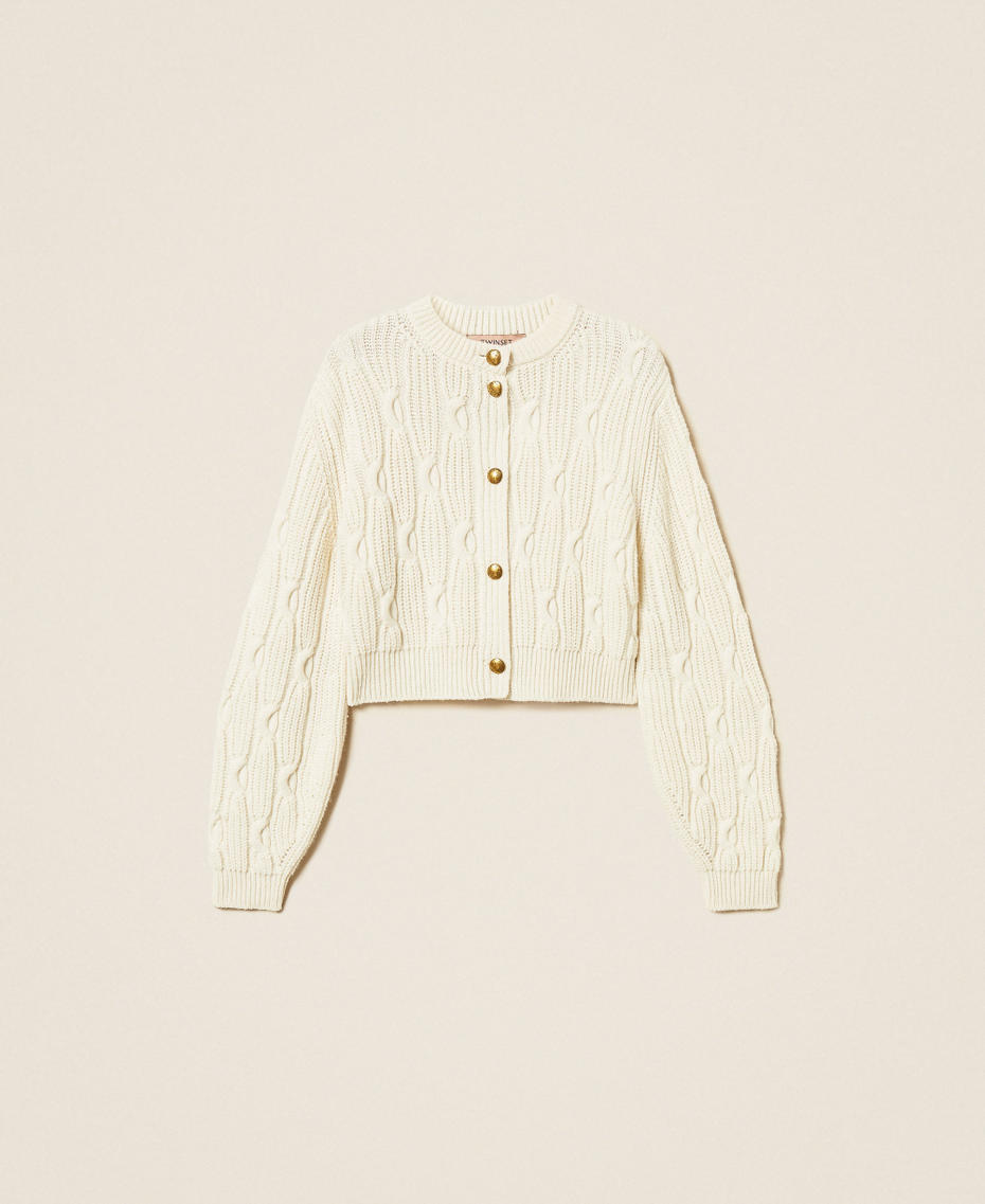 Cropped-Cardigan aus Wollmischung Wei&szlig; Schnee Frau 262TT3011_00282_S0