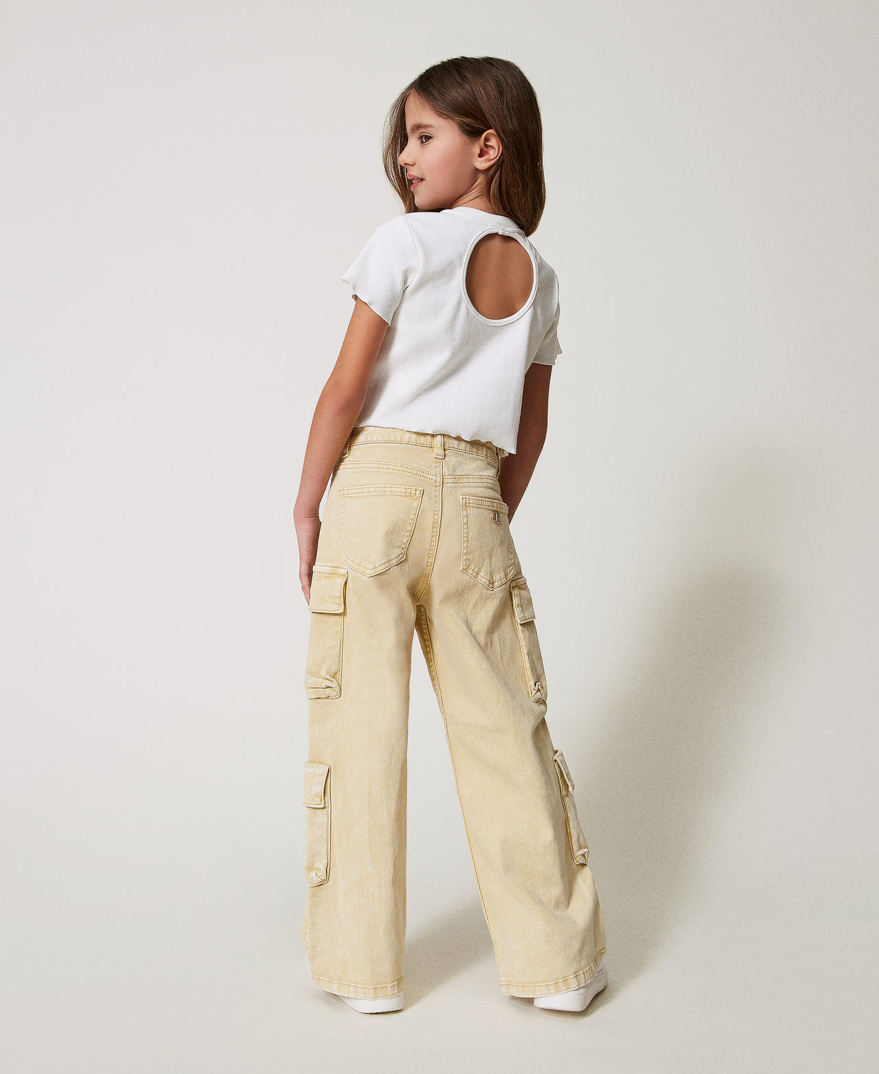 Pantalon cargo en bull Beige Chanvre Fille 251GJ2492_00310_03