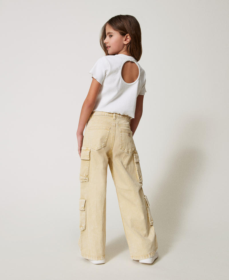 Pantalon cargo en bull Beige Chanvre Fille 251GJ2492_00310_03