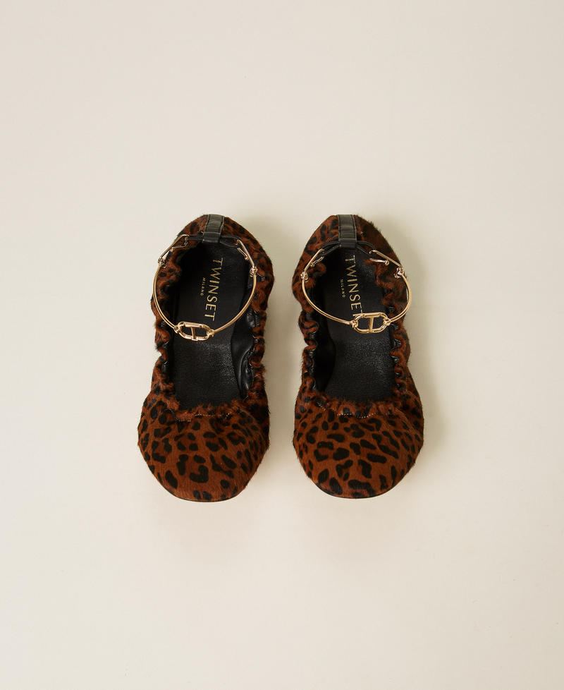 Leather ballet flats with animal print Animal Print Woman 252TCP224_12618_04