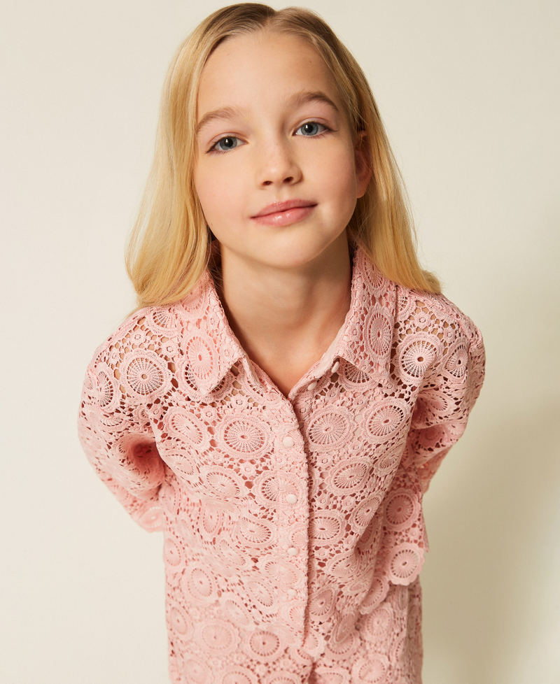 Macram&eacute; lace boxy shirt Pink Dancer Girl 261GJ2Q25_10021_PD