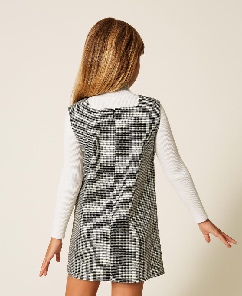 Короткое платье для девочек в ломаную клетку Гусиная лапка Желтовато-Белый/Черный Девочка 252GB2023_12719_03