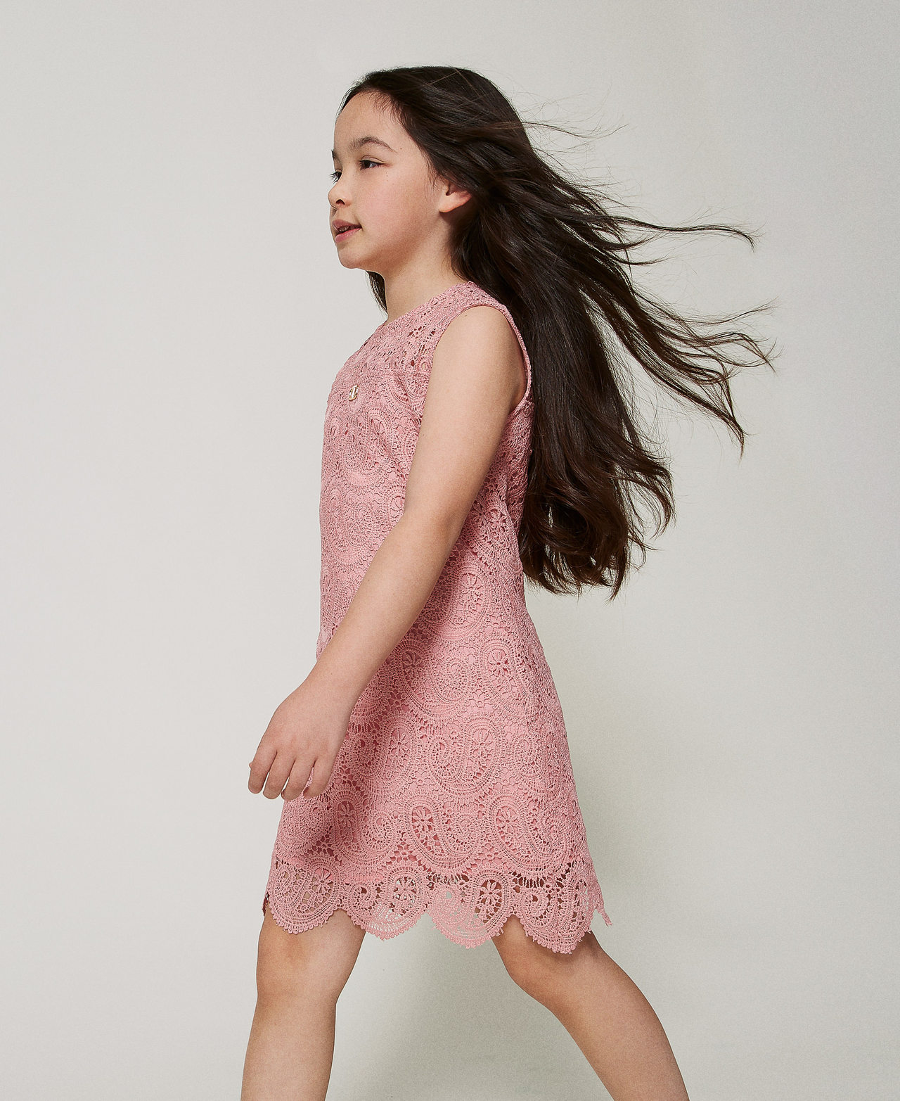 Schmales Minikleid aus Makrameespitze Sweet Rose M&auml;dchen 251GJ2QR3_00533_02