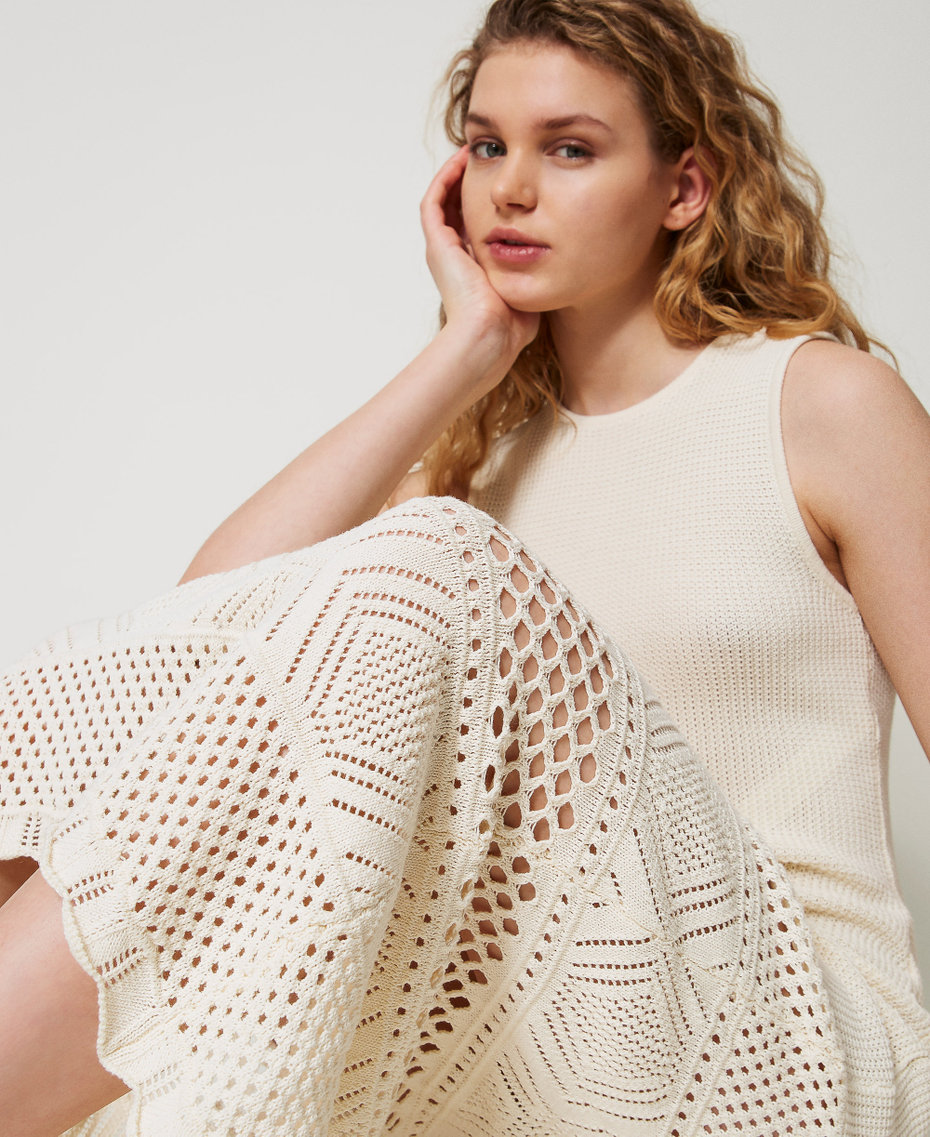 Abito lungo traforato in maglia Beige Donna 251LL3SBB_00003_04