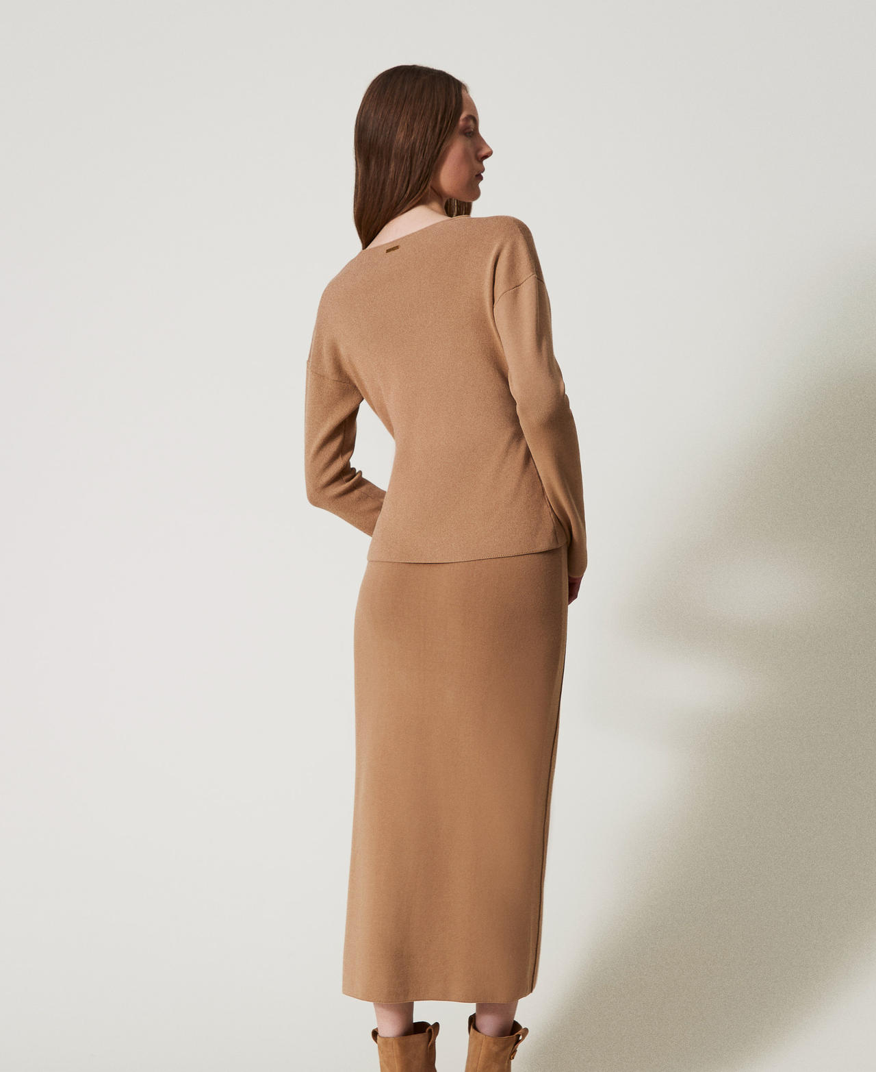 Knit midi skirt Brown Box Woman 251LL3EEE_12112_03