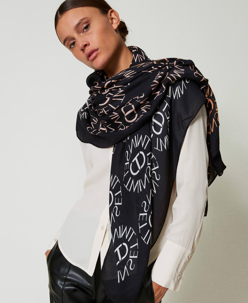 Kefiah with Oval T print and logo