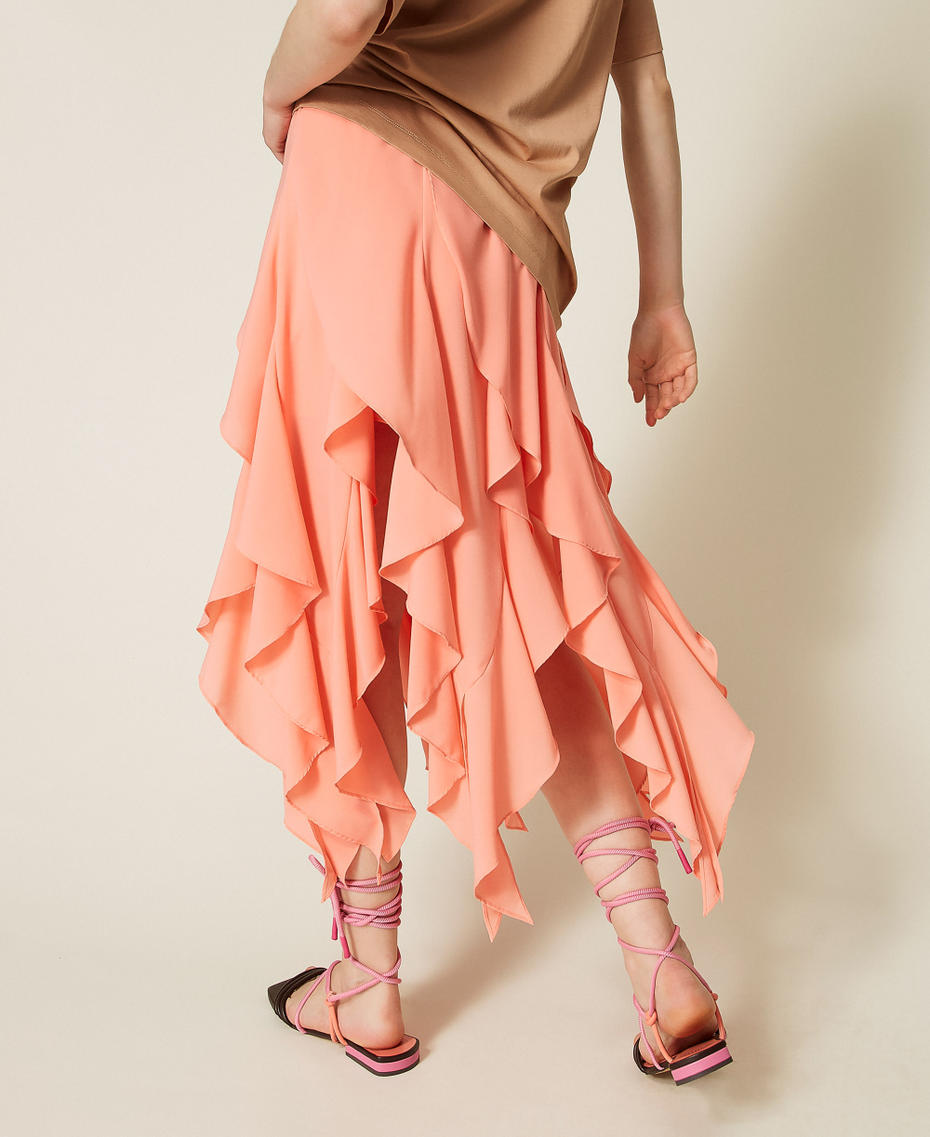 Gonna lunga MYFO in cr&ecirc;pe de Chine Peach Amber Donna 261AQ2093_13417_03