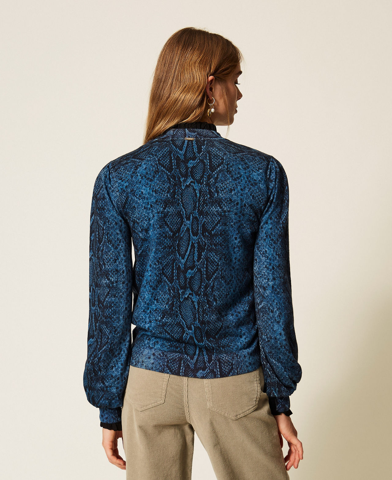 Maglia in lana a stampa python Stampa Python Blue Violet / Black Donna 262TT3410_14140_03