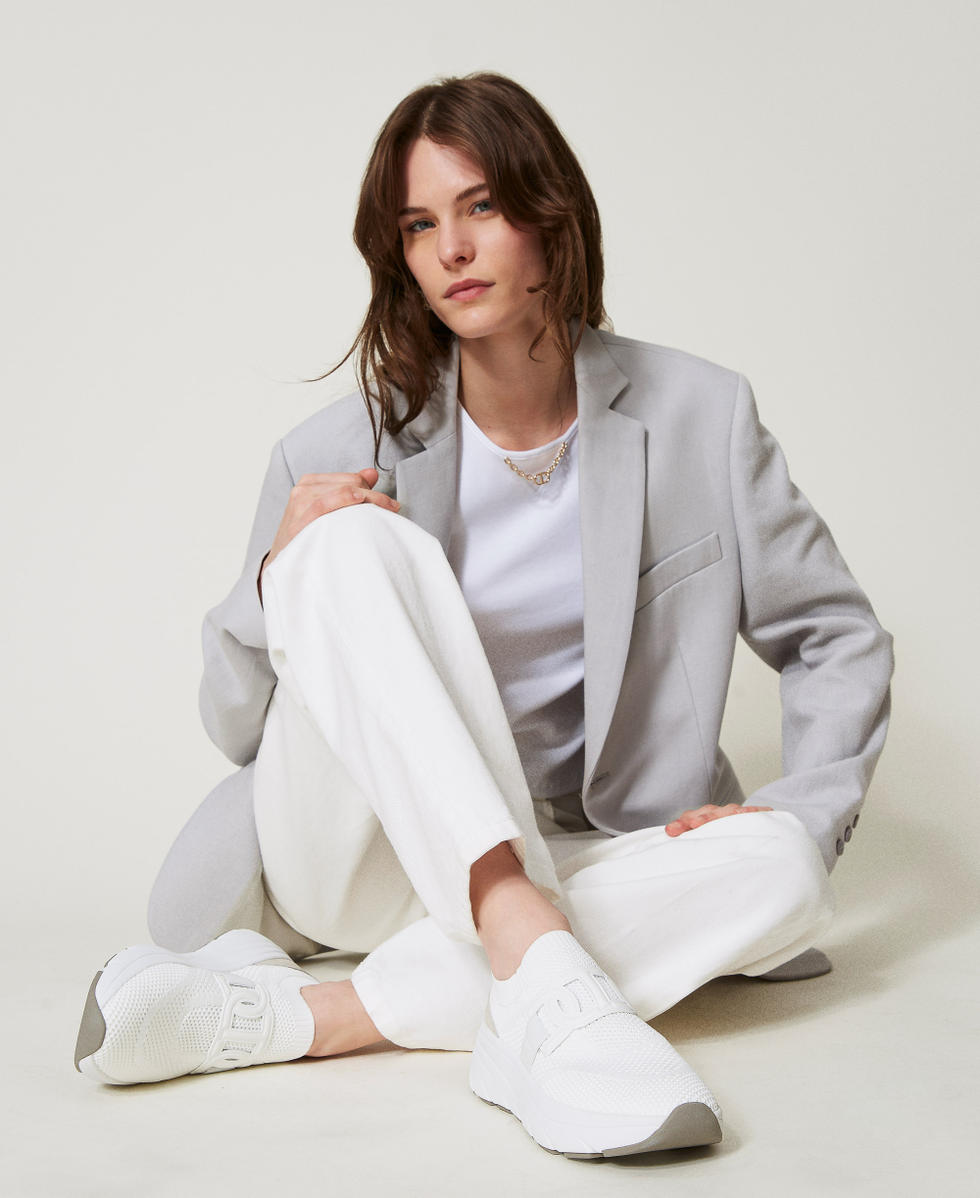 Sneaker running in maglia tecnica Bianco Donna 251TCP02G_00001_T0