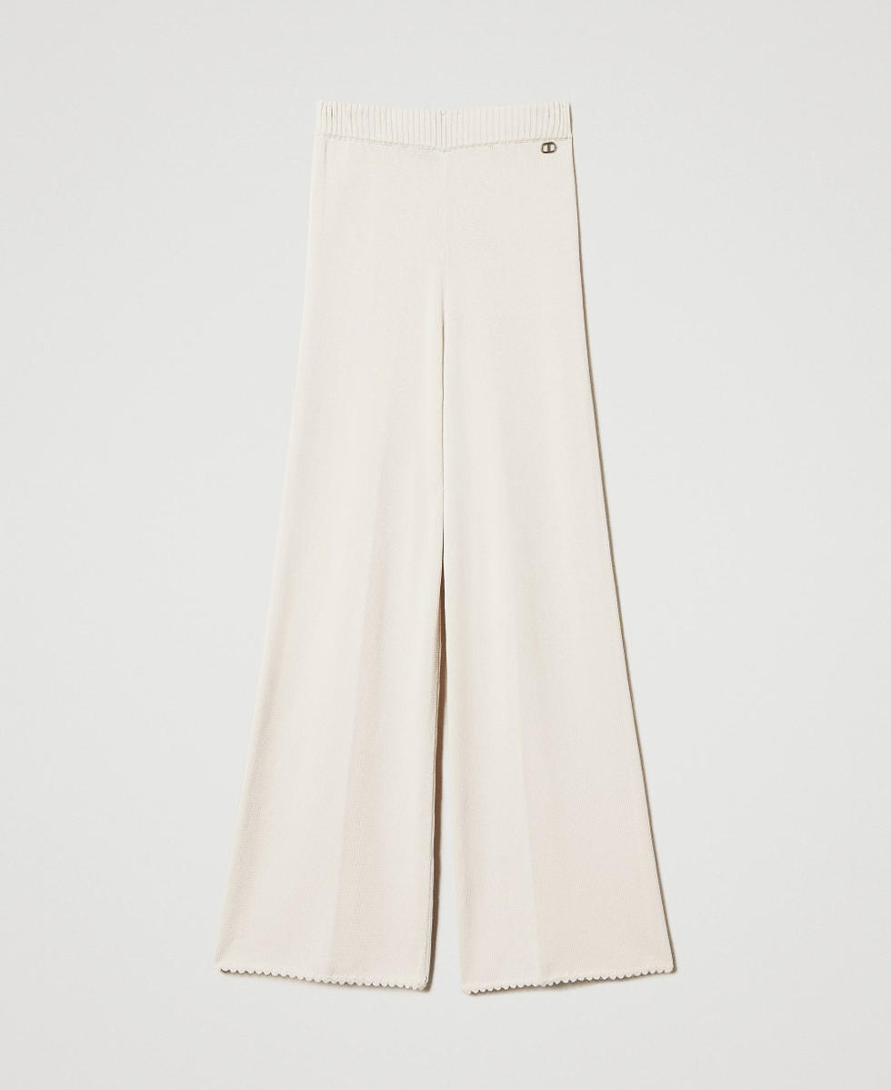 Cotton blend knit trousers