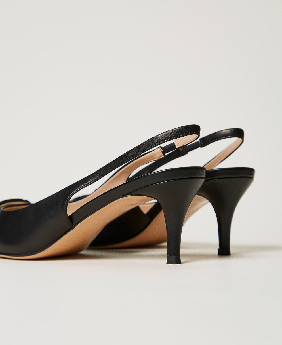 Sling back court shoes with Oval T Black Woman 251TCP062_00006_03