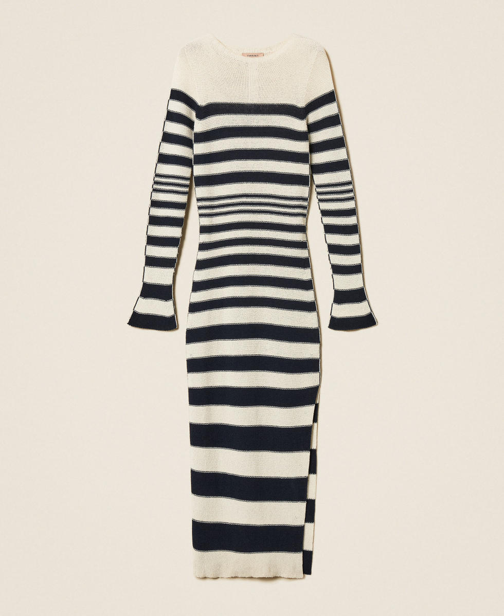Abito lungo in maglia seamless a righe