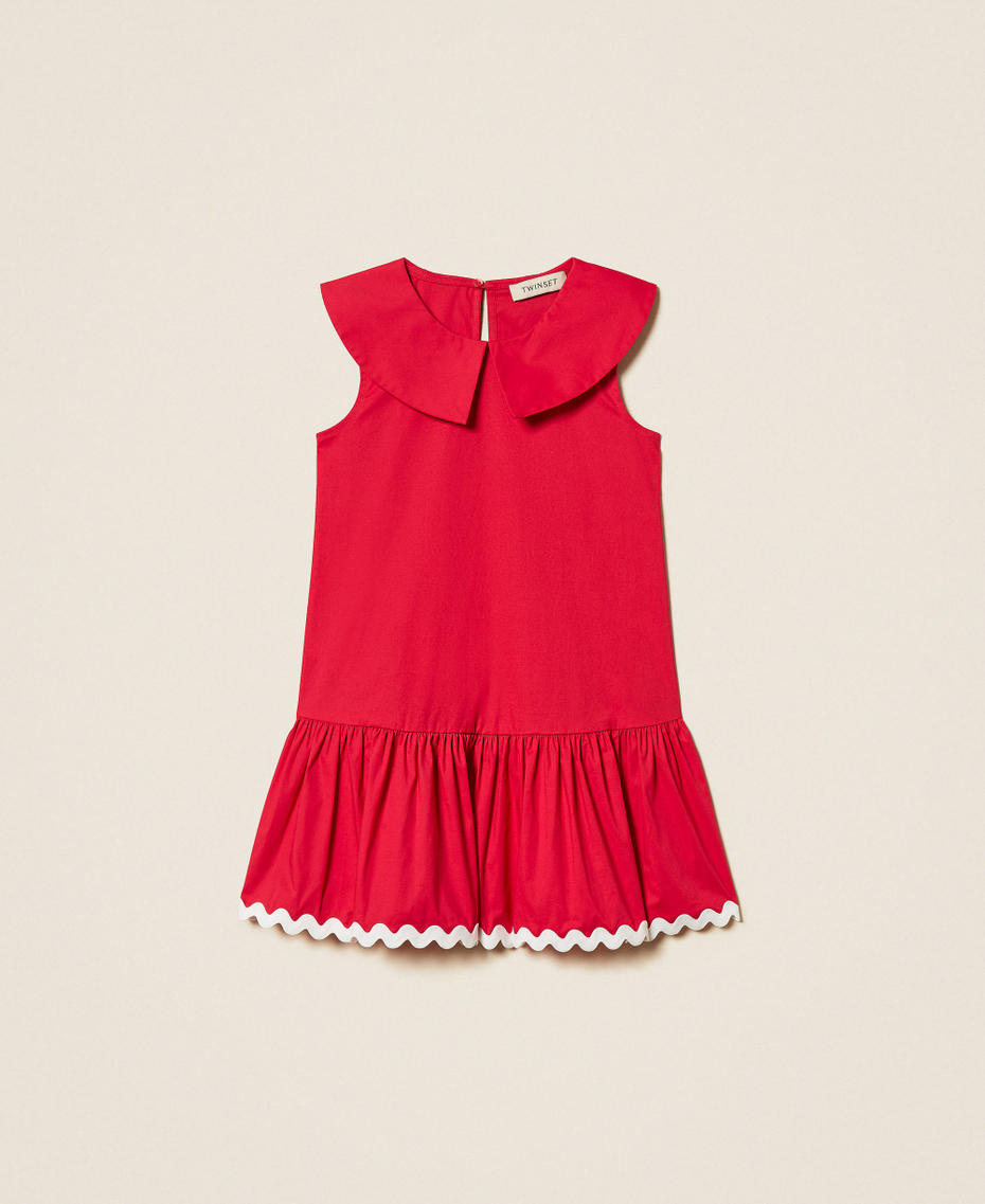 Robe courte pour fille en popeline avec petit col