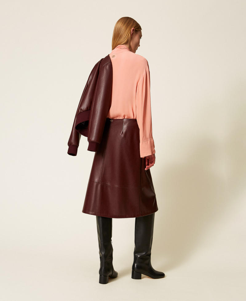 Faux leather midi skirt with buttons “Wine tasting” Purple Woman 252TP2233_05609_04
