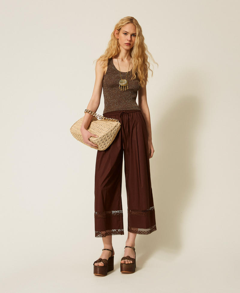 Top aus Leinenstrick mit Lurex Coffee Liqueur Lurex Frau 261TT3212_13566_T0