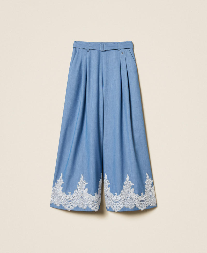 Palazzo-Hose mit Spitze und G&uuml;rtel Dark Skyline Frau 261AP2291_13291_S0