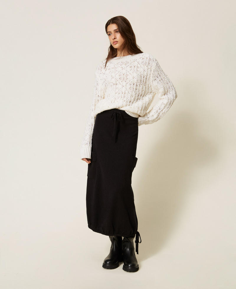 Gonna lunga in maglia con tasche Nero Donna 262LI3NDD_00006_01