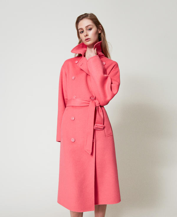 Doubled wool blend cloth coat