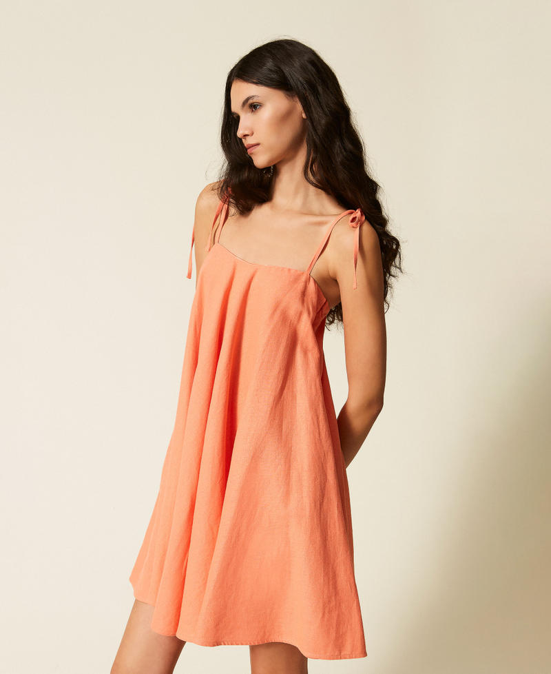 Short linen blend dress Peach Amber Woman 261TF2101_13417_02