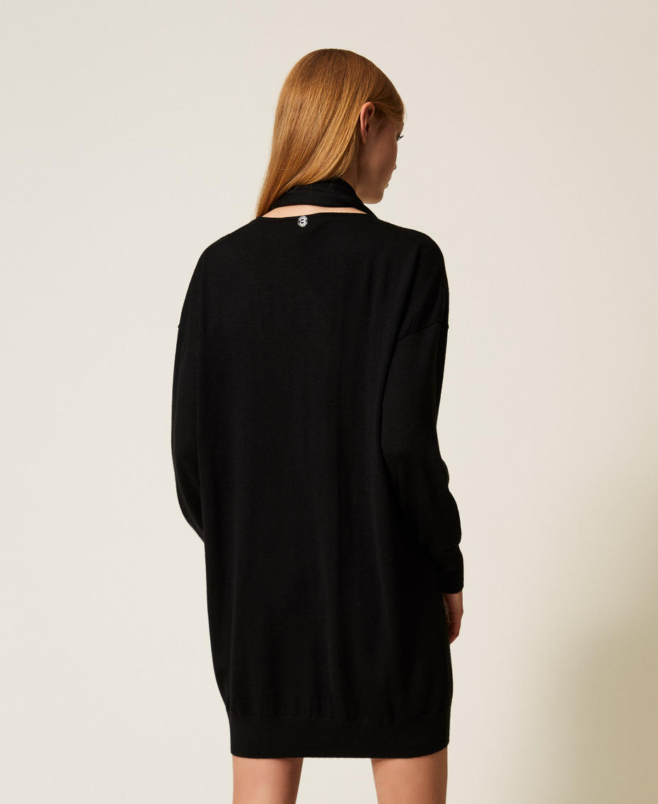 Abito corto in misto lana con cut-out Nero Donna 252AT3100_00006_03