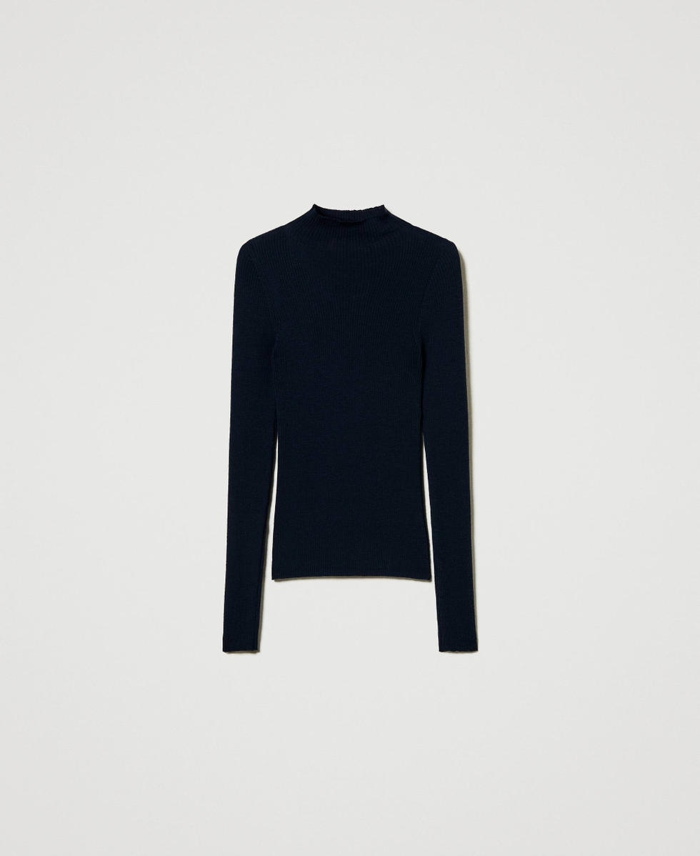 Turtleneck seamless wool jumper Classic Blue Woman 242TT3550_11956_S0