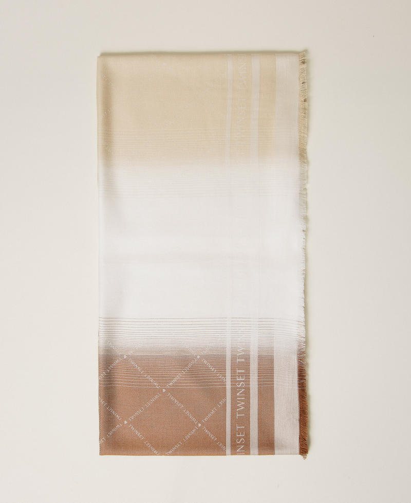 Jacquardtuch mit Logos Jacquard-Braun &bdquo;Bubinga Wood&ldquo;/Delicated Sand Frau 261TA4310_13275_01