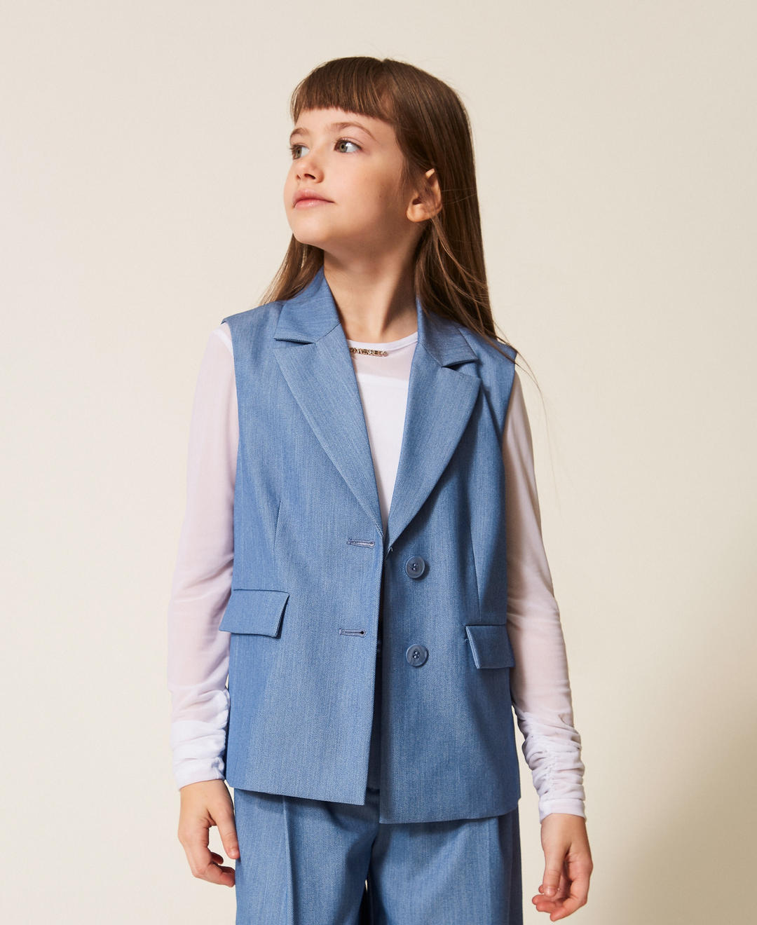 Gilet droit en fil-à-fil