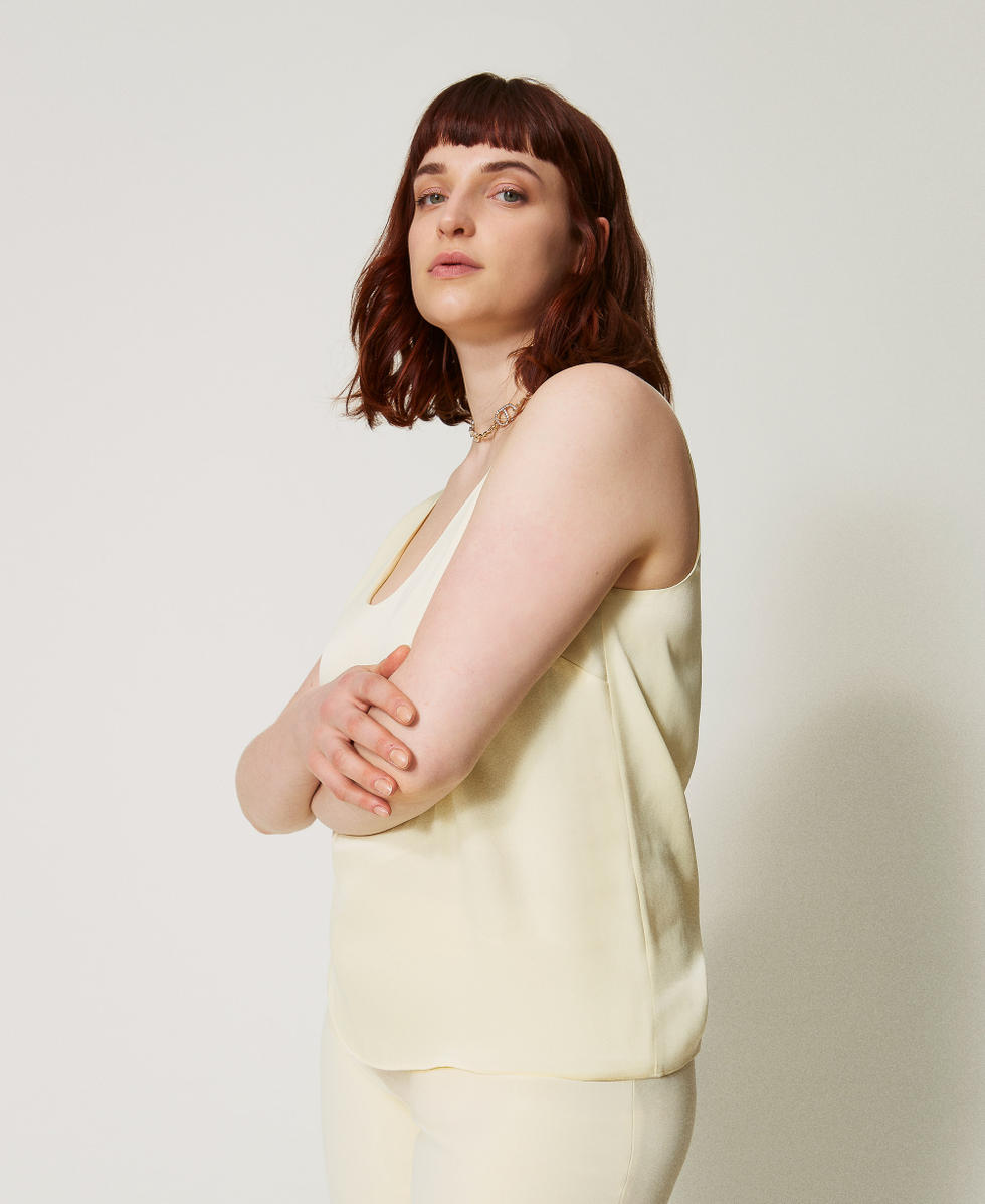 Top en satin brillant Vanille Femme 251TP2651_12143_02