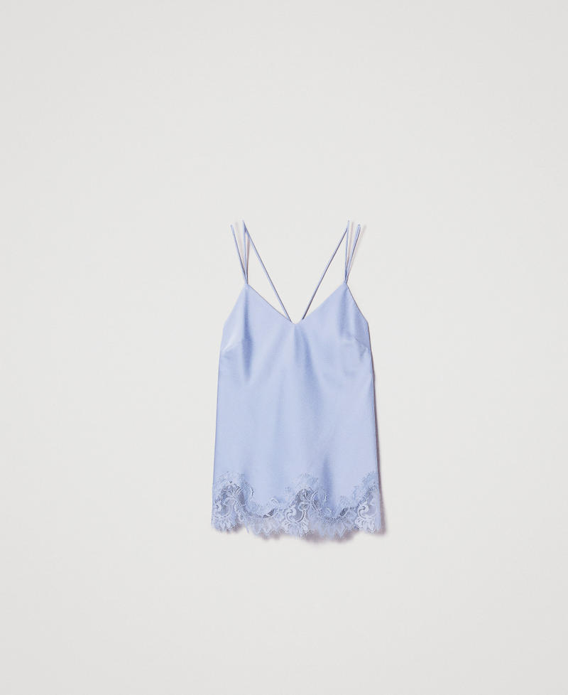 Top long en satin et dentelle Fleurs de lilas Femme 251TQ2010_00703_S0