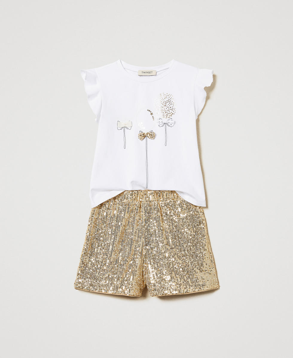 T-shirt et short avec sequins all-over Bicolore Ice/Platine Fille 251GJ2536_12206_01